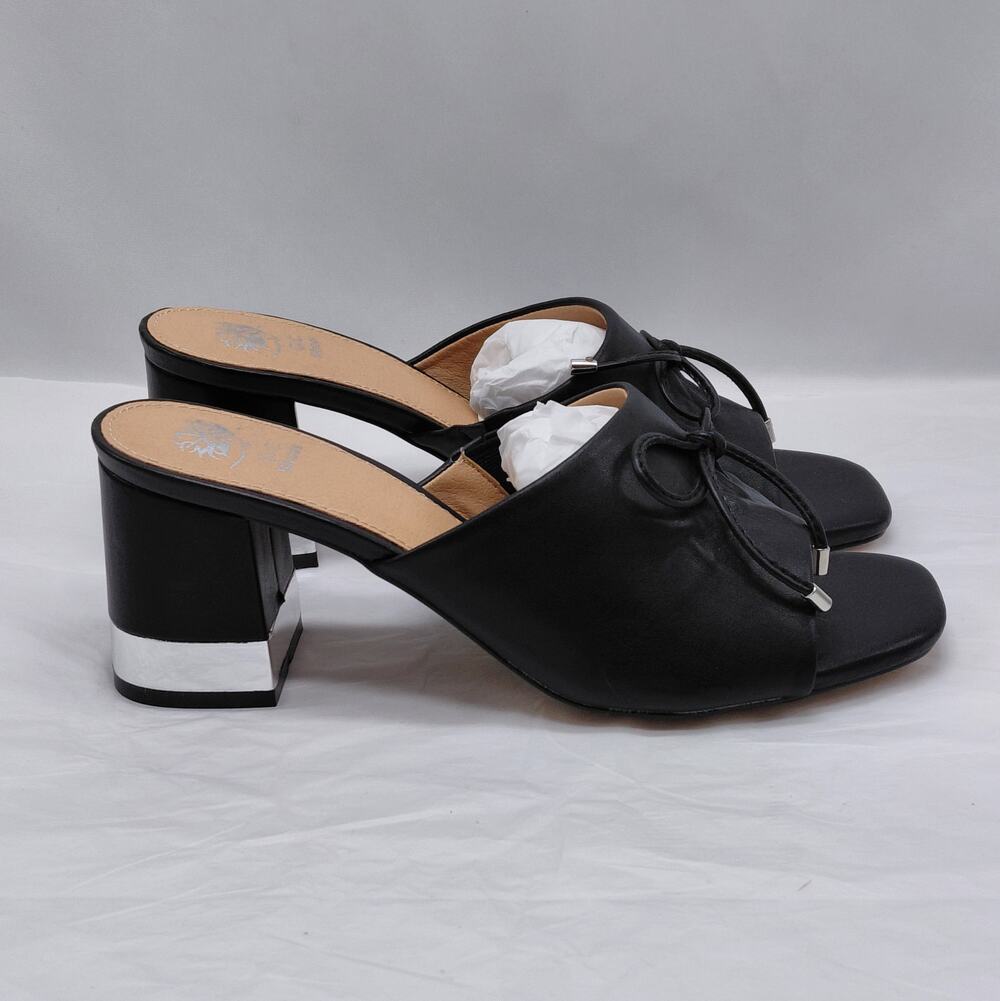 G.C. Shoes Adison Black Block Heel Mules Sz 8 Open Toe Slip On Sandal Chic Shoes